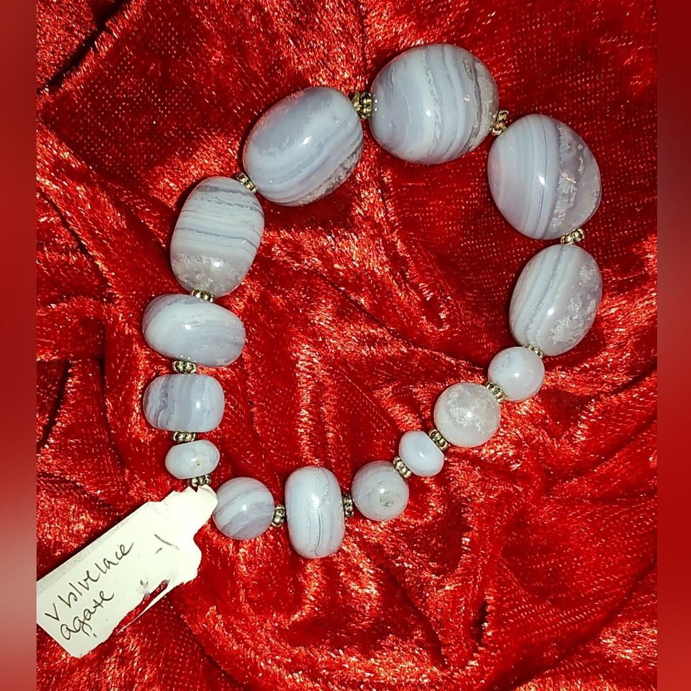 ✨Blue Lace Agate Stretch Bracelet - Gorgeous!